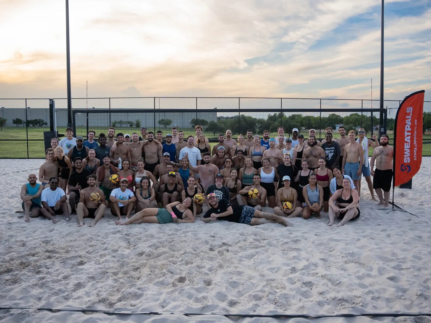 Crowded Sip 'n' Serve tournament courts